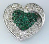 1.35CT DIAMOND & AAA EMERALD 14KT WHITE GOLD 3D CLUSTER HEART SHAPE LOVE PENDANT