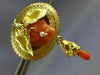 ANTIQUE LARGE AAA CORAL 14KT YELLOW GOLD 3D HANDCRAFTED FLOWER BROOCH PIN #26474