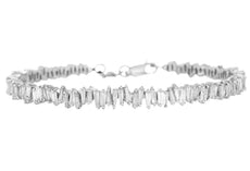 5.39CT DIAMOND 18KT WHITE GOLD 3D TAPERED BAGUETTE FLEXIBLE CUFF BANGLE BRACELET