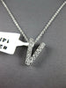 ESTATE .22CT DIAMOND 14KT WHITE GOLD CLASSIC V INITIAL FLOATING PENDANT #23277