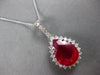 LARGE 12.63CT DIAMOND & AAA RUBY 14K WHITE GOLD PEAR SHAPE & ROUND PENDANT 28019