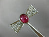 ANTIQUE LARGE 2CT DIAMOND & AAA RUBY 14KT WHITE GOLD FILIGREE OVAL BOW TIE RING