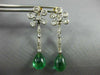 ANTIQUE 3.20CT DIAMOND & AAA EMERALD 14KT 2 TONE GOLD 3D FLOWER HANGING EARRINGS