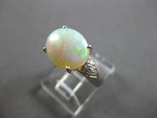 ESTATE 2.22CT DIAMOND & AAA OPAL PLATINUM 3D OVAL & ROUND ENGAGEMENT RING #28207