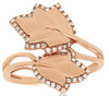 ESTATE WIDE .16CT DIAMOND 14KT ROSE GOLD 3D DOUBLE LEAF CRISS CROSS FUN RING