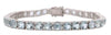 ESTATE LARGE 6.67CT AAA AQUAMARINE 14KT WHITE GOLD CLASSIC ROUND TENNIS BRACELET