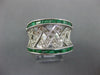 LARGE 1.98CT DIAMOND & AAA EMERALD 14KT WHITE GOLD CRISS CROSS ANNIVERSARY RING