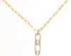 .20CT DIAMOND 14KT YELLOW GOLD ROUND PAPERCLIP PAST PRESENT FUTURE FUN NECKLACE