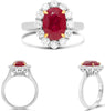 ESTATE 4.68CT DIAMOND & AAA RUBY 18K WHITE GOLD OVAL & ROUND PRINCESS DIANA RING