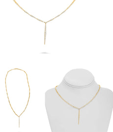 2.78CT DIAMOND 14KT YELLOW GOLD 3D CLASSIC GRADUATING BAR LARIAT TENNIS NECKLACE