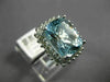 ESTATE 4.05CT DIAMOND & AAA AQUAMARINE 14KT WHITE GOLD 3D SQUARE ENGAGEMENT RING