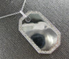 ESTATE .69CT DIAMOND 14KT WHITE GOLD 3D CLASSIC OCTAGON DOG TAG FLOATING PENDANT
