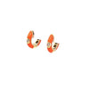 .05CT DIAMOND & ORANGE ENAMEL 18KT YELLOW GOLD 3D HOOP HUGGIE HANGING EARRINGS
