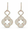 ESTATE .75CT DIAMOND 18KT ROSE GOLD 3D FOUR LEAF CLOVER FLOWER HANGING EARRINGS