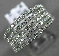 WIDE .78CT DIAMOND 18KT WHITE GOLD 3D SEMI ETERNITY MULTI ROW ANNIVERSARY RING