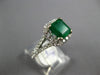 WIDE 2.66CT DIAMOND & AAA EMERALD 14KT WHITE GOLD SQUARE & ROUND ENGAGEMENT RING