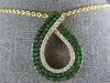 1.27CT DIAMOND & AAA TSAVORITE 18KT YELLOW GOLD TEAR DROP LOVE KNOT FUN PENDANT