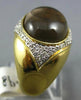 LARGE 1.58CT DIAMOND & AAA CABOCHON SMOKY TOPAZ 18KT YELLOW GOLD FLOWER FUN RING