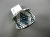 ESTATE LARGE 2.86CT WHITE & BLUE DIAMOND 14K WHITE GOLD 3D PAVE CONCAVE FUN RING