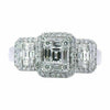 ESTATE LARGE .87CT DIAMOND 18KT WHITE GOLD THREE STONE PAST PRESENT FUTURE RING
