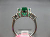GIA LARGE 3.30CT DIAMOND & AAA EMERALD 18K WHITE GOLD 3D 3 STONE ENGAGEMENT RING