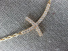 ESTATE .23CT DIAMOND 18KT ROSE GOLD 3D SIDEWAYS CLASSIC CROSS NECKLACE