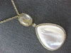 LARGE DIAMOND & AAA MOTHER OF PEARL & RUTILATED QUARTZ 14K ROSE GOLD 3D NECKLACE