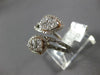 LARGE .80CT DIAMOND 14KT WHITE GOLD 3D DOUBLE PEAR SHAPE CRISS CROSS SNAKE RING