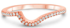 ESTATE .14CT DIAMOND 14KT ROSE GOLD 3D CLASSIC V SHAPE WAVE ANNIVERSARY RING