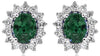 .90CT DIAMOND & AAA EMERALD 14KT WHITE GOLD 3D OVAL & ROUND FLOWER STUD EARRINGS
