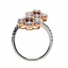 LARGE 2.39CT WHITE & PINK DIAMOND 18KT WHITE & ROSE GOLD FLOWER CRISS CROSS RING