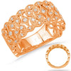WIDE .30CT DIAMOND 14KT ROSE GOLD 3D MULTI FLOWER OPEN FILIGREE ANNIVERSARY RING