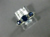 ESTATE .43CT DIAMOND & AAA SAPPHIRE 14KT WHITE GOLD 3D 3 STONE ROUND RING #21278