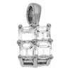 ESTATE .64CT DIAMOND 14KT WHITE GOLD EMERALD CUT 4 STONE SQUARE FLOATING PENDANT