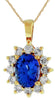 1.93CT DIAMOND & AAA TANZANITE 14KT YELLOW GOLD 3D OVAL & ROUND FLOWER PENDANT