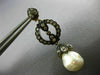 ANTIQUE .76CT DIAMOND & SOUTH SEA PEARL 14K YELLOW & BLACK GOLD HANGING EARRINGS