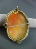 ANTIQUE LARGE 14KT YELLOW GOLD HANDCRAFTED LADY SHELL CAMEO PENDANT & PIN #22935