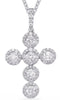 ESTATE .86CT DIAMOND 14KT WHITE GOLD 3D MULTI FLOWER CROSS FLOATING PENDANT