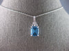 2.58CT DIAMOND & AAA BLUE TOPAZ 14KT WHITE GOLD 3D EMERALD CUT & ROUND PENDANT