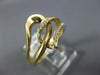 ESTATE WIDE .15CT DIAMOND 18KT YELLOW GOLD 3D DOUBLE LEAF CRISS CROSS FUN RING