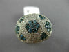 ESTATE LARGE 2.46CT WHITE & BLUE DIAMOND 14K WHITE GOLD 3D MULTI FLOWER FUN RING