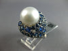 EXTRA LARGE 10.38CT DIAMOND & AAA SAPPHIRE & SOUTH SEA PEARL 18K WHITE GOLD RING