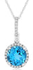 2.37CT DIAMOND & AAA BLUE TOPAZ 14KT WHITE GOLD 3D ROUND HALO FLOATING PENDANT