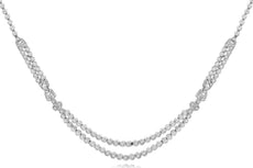 1.75CT DIAMOND 14KT WHITE GOLD ROUND DOUBLE STRAND LOVE KNOT BEZEL FUN NECKLACE