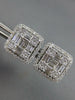 LARGE 2.45CT DIAMOND 18KT WHITE GOLD 3D ROUND & BAGUETTE INVISIBLE STUD EARRINGS