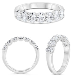 1.75CT DIAMOND PLATINUM 3D OVAL 7 STONE LUCIDA CLASSIC WEDDING ANNIVERSARY RING