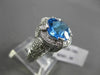 ESTATE 3.44CT DIAMOND & AAA EXTRA FACET BLUE TOPAZ 14KT WHITE GOLD FILIGREE RING