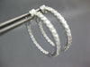 ESTATE LARGE 1.16CT DIAMOND 14KT WHITE GOLD 3D INSIDE OUT HOOP HANGING EARRINGS