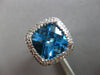 LARGE 10.35CT DIAMOND & AAA BLUE TOPAZ 14K WHITE GOLD CUSHION & ROUND RING 28199