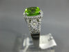 LARGE 2.45CT DIAMOND & AAA PERIDOT 14K WHITE GOLD CUSHION HALO FILIGREE FUN RING